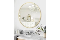 gaomon Round Mirror, 18 Inch Circle Mirror, Hd Eco-Friendly Gold Circle Mirror Metal Frame, Round Vanity Wall Mounted Mirrors for Entryway, Hallway, L