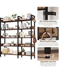 gaomon Corner Bookshelf, 5 Tier Convertible Corner Book Shelf, Modern Industrial Bookcase, L Shaped Storage Display Shelf for Home Office, Living Room
