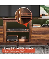 Wlive Mid-Century Modern Tv Stand for 65" Tv Tv Console Cabinet Open Shelves Entertainment Center for Living Room and Bedroom