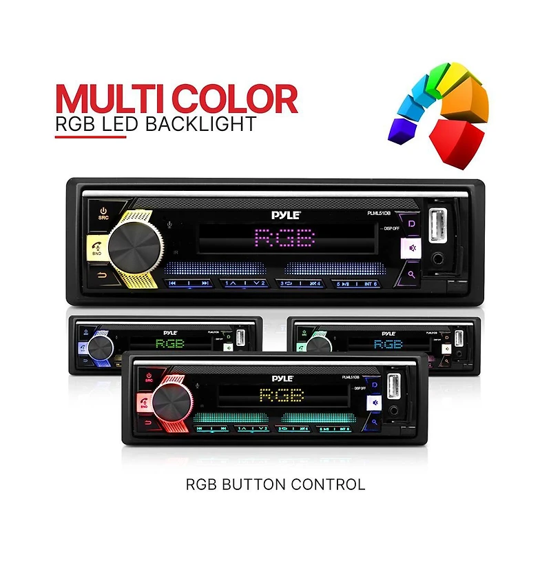 Pyle Single Din Bluetooth Stereo Receiver with MP3, Usb, Aux, 300W, Black