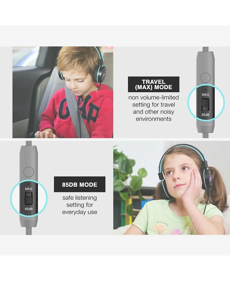 Mee audio KidJamz KJ55U (2 Pack) Usb-c Kid s Headphones w/ Led Lights