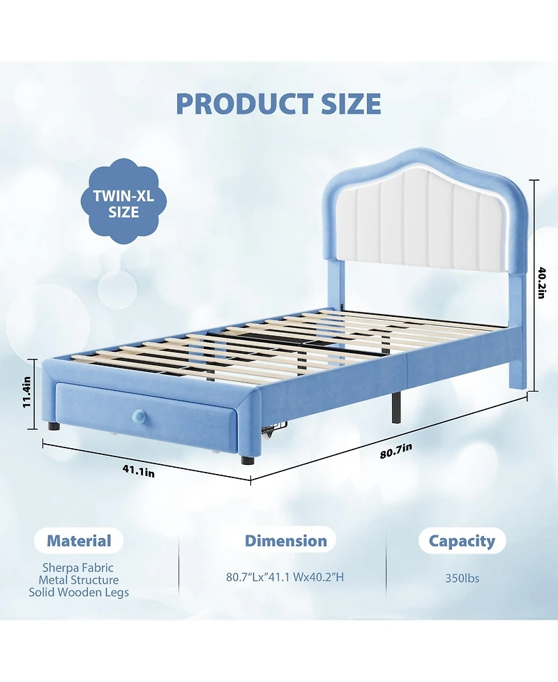 gaomon Twin- Upholstered Bed Frame with Storage Drawers