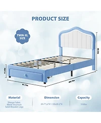 gaomon Twin- Upholstered Bed Frame with Storage Drawers