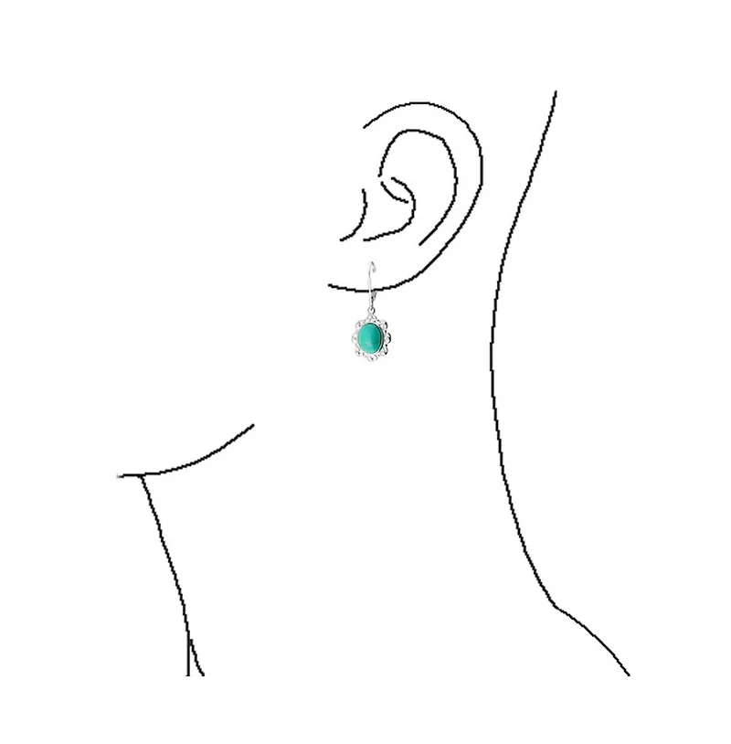 Bling Jewelry Boho Filigree Blue Natural Turquoise Dangle Earrings in Sterling Silver