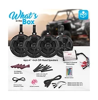 Pyle 4” Waterproof Off-Road Speakers with Rgb Lights & 4-Channel Amplifier, 800W (2 Pairs)