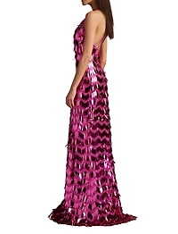 Tadashi Shoji Women's Madysin Sequin Fringe Gown