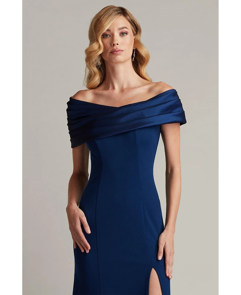 Tadashi Shoji Dalton Contrast Off-Shoulder Gown