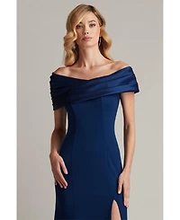 Tadashi Shoji Dalton Contrast Off-Shoulder Gown