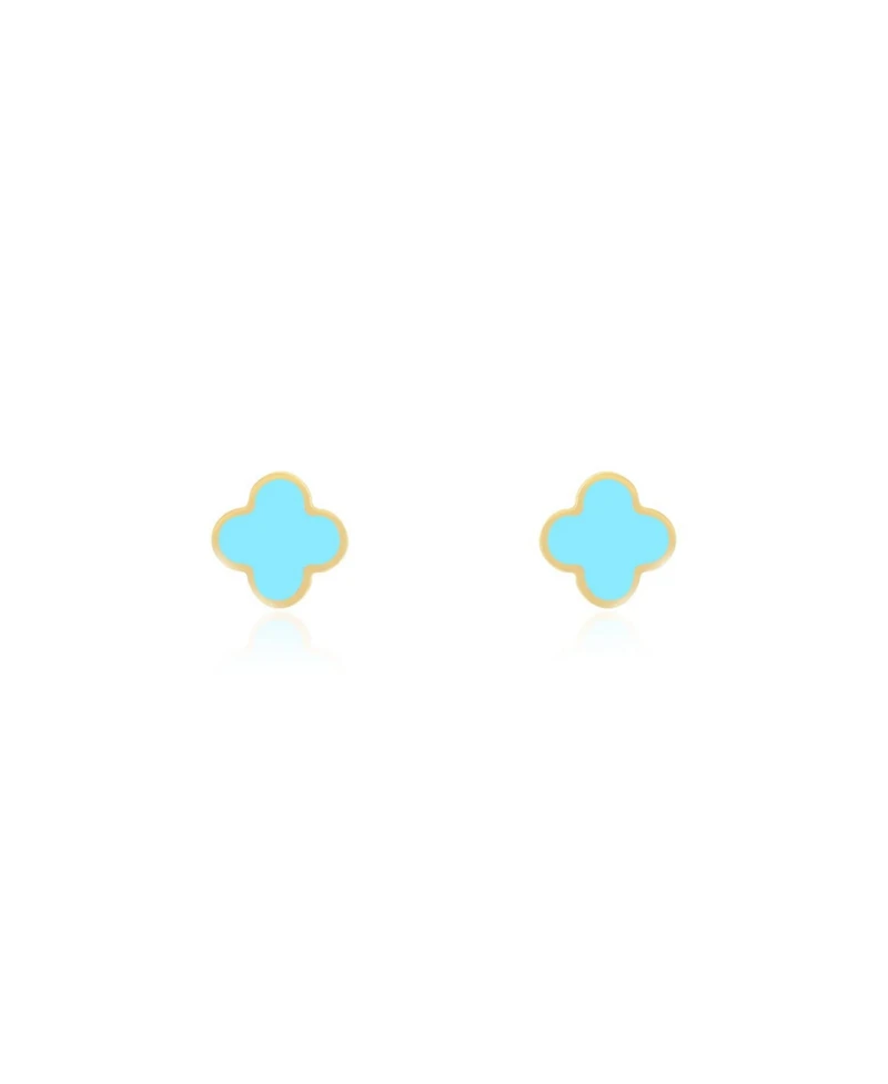The Lovery Mini Turquoise Clover Stud Earrings 14K Gold