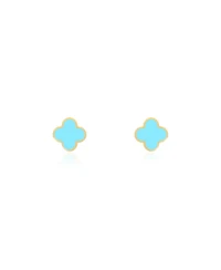 The Lovery Mini Turquoise Clover Stud Earrings 14K Gold