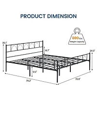 gaomon King Bed Frame with Headboard, 12.2" H Metal Platform Bed Frame