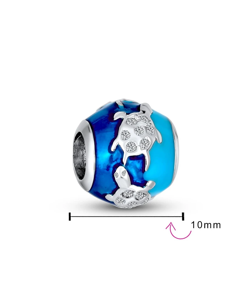Bling Jewelry Tropical Ocean Blue Sea Turtle Charm Bead Sterling Silver European Bracelet