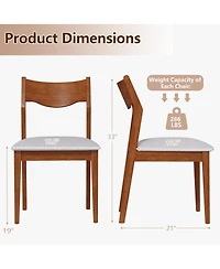 Gymax Wooden Dining Chair Set of w/ Rubber Wood Frame Wide Padded Seat