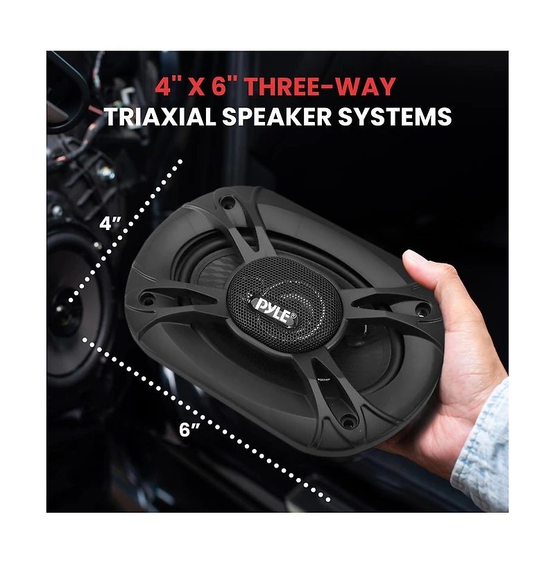 Pyle 4'' x 6'' Three-Way Triaxial Car Speaker System, 240W, Black (Pair)