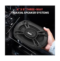 Pyle 4'' x 6'' Three-Way Triaxial Car Speaker System, 240W, Black (Pair)