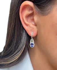 Le Vian Blueberry Tanzanite (2 ct. t.w.) & Diamond (1/2 ct. t.w.) Charm Hoop Earrings in 14k White Gold