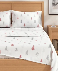 Linery & Co. 100% Turkish Cotton Winter Flannel Sheet Set - Winter trees