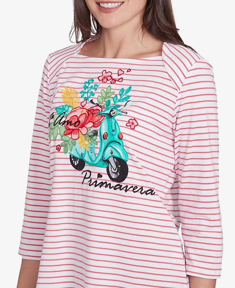 Ruby Rd. Petite Embroidered Ti Amo Three Quarter Sleeve T-Shirt