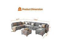 gaomon 139.4" Chenille Reversible Sectional Sofa, 9-Seater Modular Sectional Sofa, Comfy Sectional Sleeper Sofa Couch with Chaise, U-Shape Modular Cou