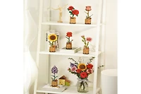 Robotime 3D Wooden Puzzle Red Rose Diy Model Building Kits Artifical Flower Toys, Red, 3.3"2.5"8.2"
