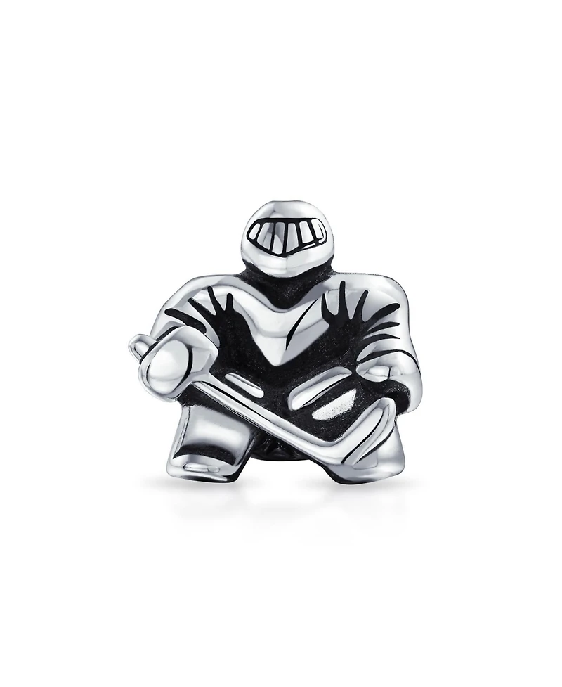Bling Jewelry Ice Hockey Goalie Sports Team Charm Bead Sterling Silver European Bracelet