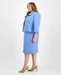 Le Suit Plus Cropped Open-Front Jacket & Empire-Seamed Sheath Dress Set