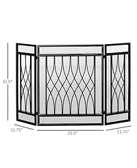 Homcom 3-Panel Folding Fireplace Screen, Home Metal Mesh Fire Spark Guard,