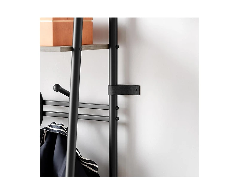 gaomon Coat Rack Shoe Bench with 5 Hooks, Hall Trees Entryway Bench with Storage, Multifunctional Hallway Organizer, Wood Look Accent Furniture with M