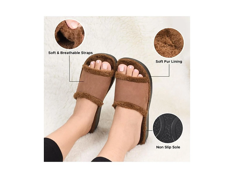 Aerothotic - Aspen Fuzzy Strap Ladies Arch Support Slides