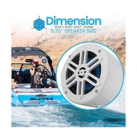 Pyle 5.25 Waterproof Marine Box Speakers, 180W, 2-Way Off-Road System (White)
