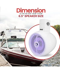 Pyle 6.5'' Marine Wakeboard Speaker System with Built-in Led Lights, 200W, White