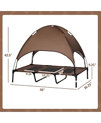 PawHut Elevated Portable Dog Cot with Uv Protection Canopy Shade,