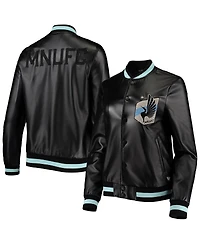 The Wild Collective Women's Black Minnesota United Fc Full-Snap Bomber Jacket