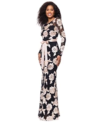 Betsy & Adam Women's Embroidered Mesh Gown