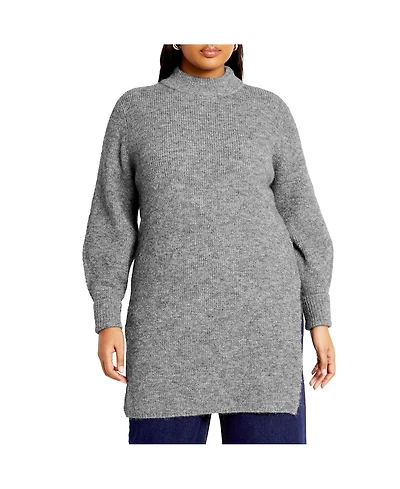 City Chic Plus Longline Split Sweater