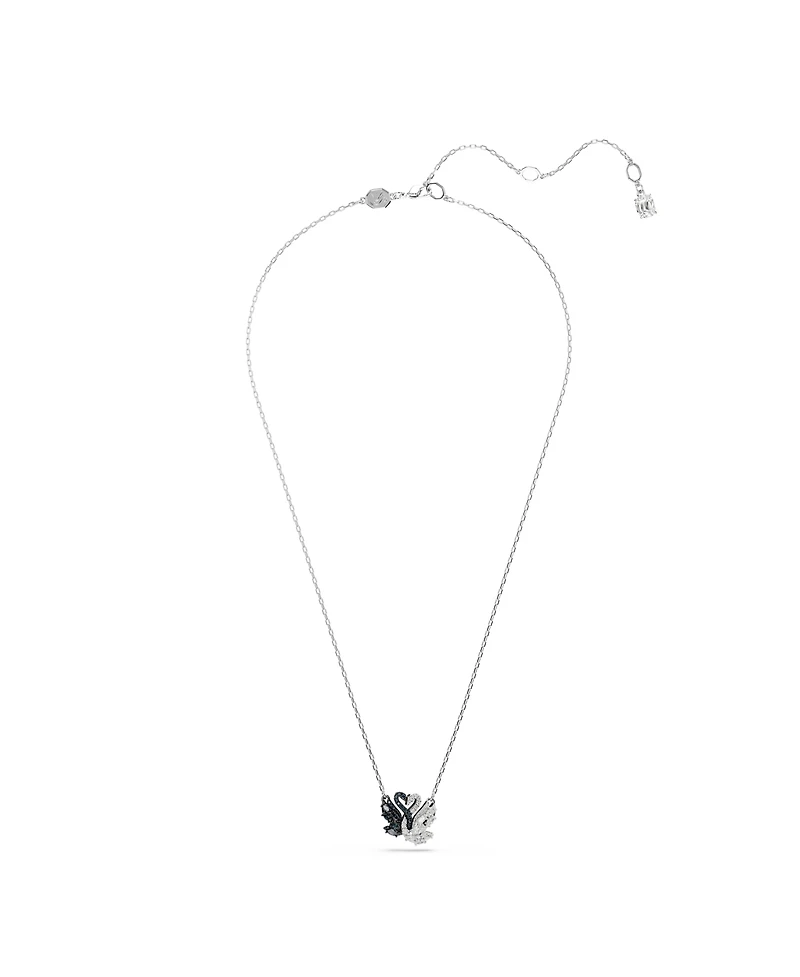 Swarovski Swan Black, Rhodium Plated Pendant Necklace