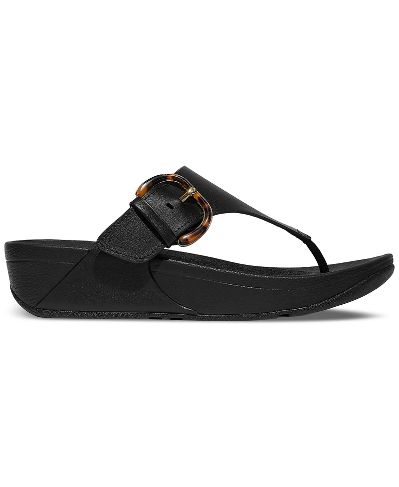 FitFlop Women's Lulu Resin-Buckle Leather Sandals