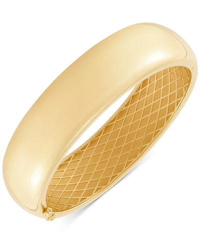 Polished Tube Hinge Wide Bangle Bracelet (18mm) in 18k Gold-Plated Sterling Silver