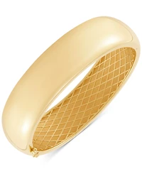 Polished Tube Hinge Wide Bangle Bracelet (18mm) in 18k Gold-Plated Sterling Silver