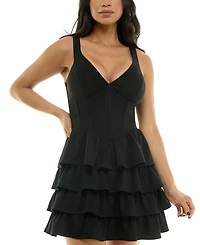 Emerald Sundae Juniors' Tiered Ruffle Corset Dress