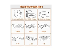 gaomon Chenille Storage Ottoman Module for Modular Sectional Sofa, Square Ottoman Module for Sectional Sleeper Sofa, Gray