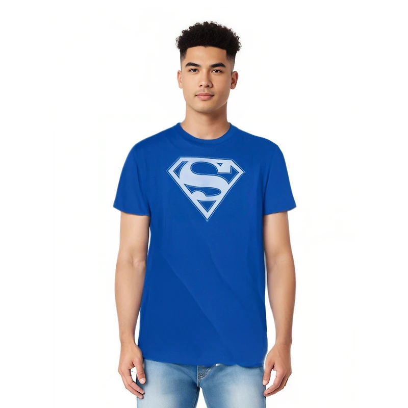 Superman Mens & White Shield Short Sleeve Adult Tee / T-Shirt