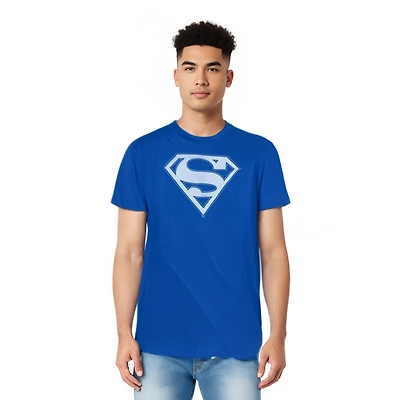 Superman Mens & White Shield Short Sleeve Adult Tee / T-Shirt