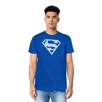Superman Mens & White Shield Short Sleeve Adult Tee / T-Shirt
