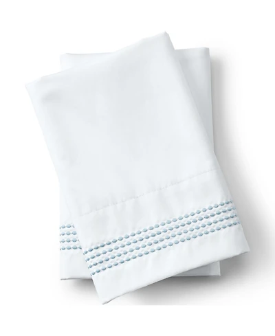 Lands' End Supima Cotton No Iron Sateen Embroidered Pillowcases - 400 thread count