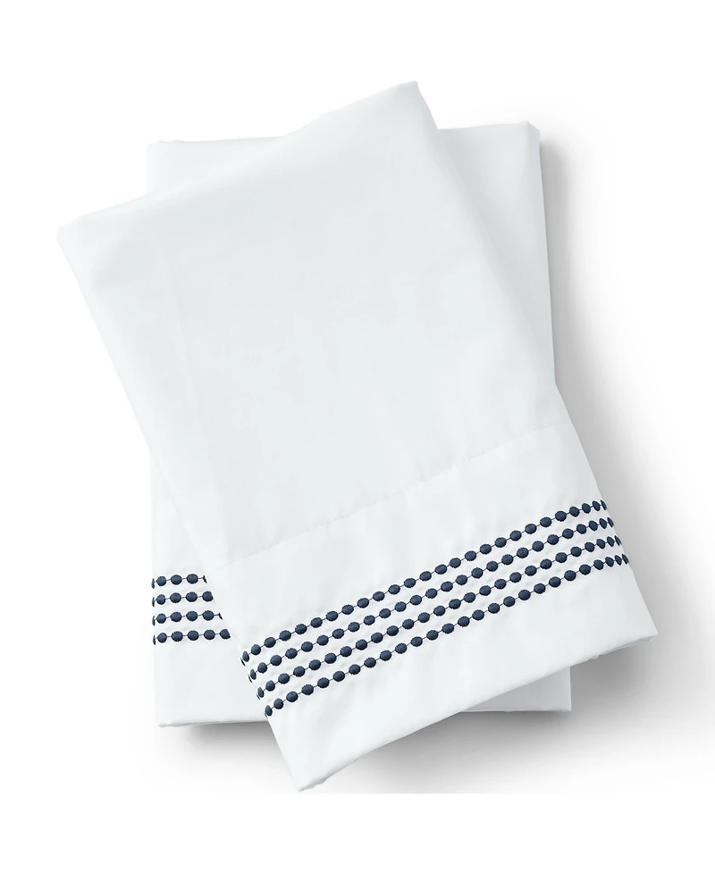 Lands' End Supima Cotton No Iron Sateen Embroidered Pillowcases - 400 thread count