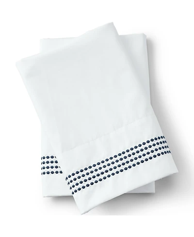 Lands' End Supima Cotton No Iron Sateen Embroidered Pillowcases - 400 thread count
