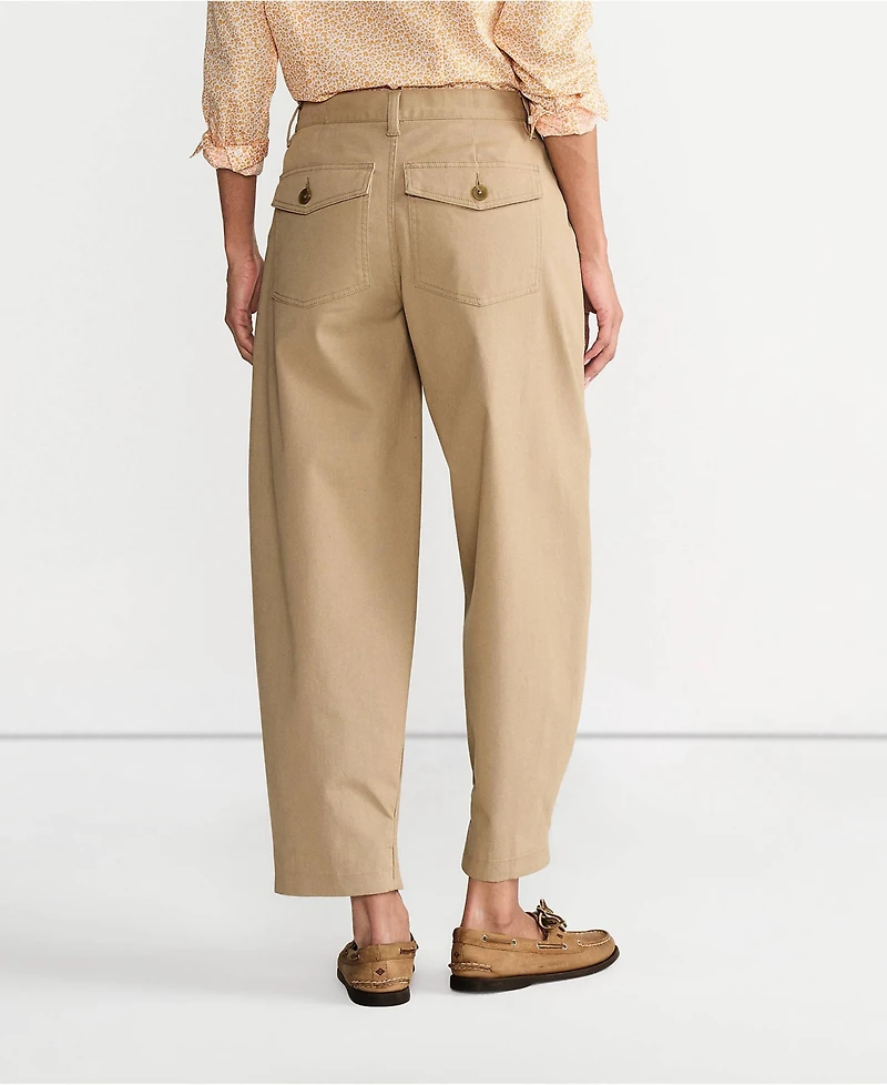 Lands' End Women's Chino High Rise Barrel Leg Utility Ankle Pants