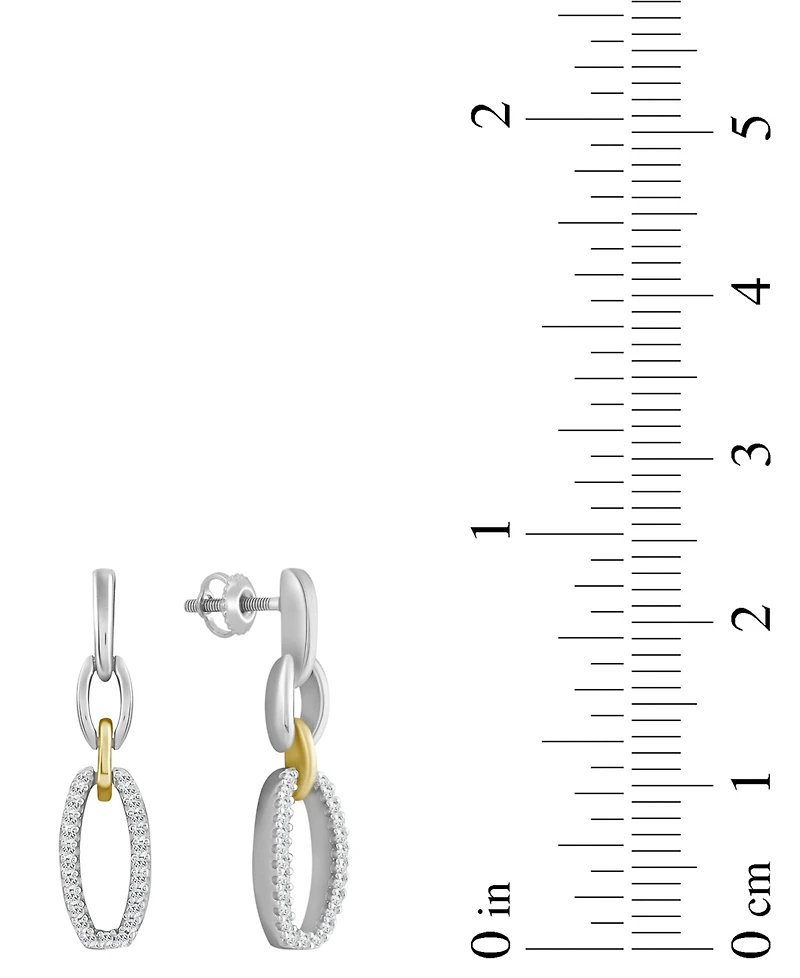 Diamond Link Drop Earrings (1/10 ct. t.w.) in Sterling Silver & 10k Yellow Gold