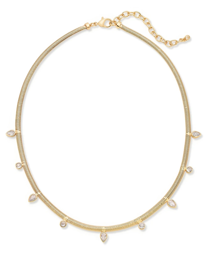 On 34th Gold-Tone Crystal Snake Chain Collar Necklace, 18" + 3" extender, Exclusively at Macy's